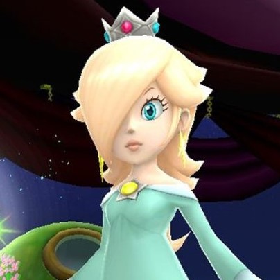A pale woman with blonde hair and blue eyes. Her bangs are swept over her right eye to obscure it. She is wearing a blue-green dress with bell sleeves.